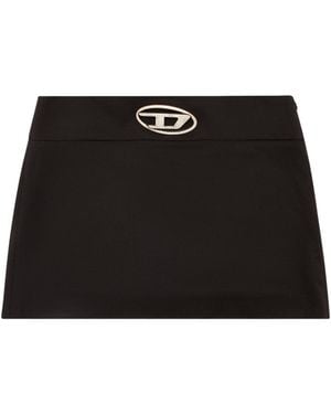 DIESEL O-Dixy Logo Detailed Mini Skirt - Black
