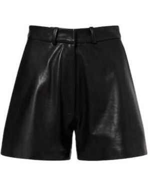 Nour Hammour Barrel Leather Shorts - Black