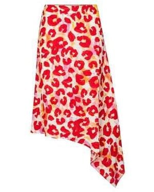 Marni Leopard-Print Sablé Midi Skirt - Red