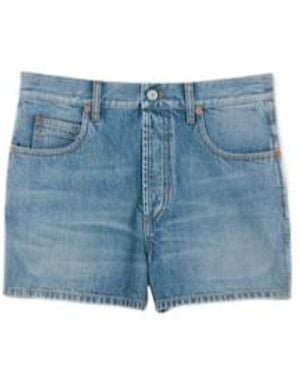 Gucci Regular Denim Shorts With Horsebit - Blue