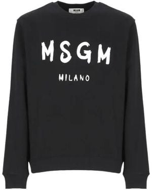 MSGM Logo-Printed Crewneck Sweatshirt - Black