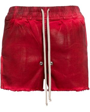 Rick Owens Side-Slit Denim Shorts - Red