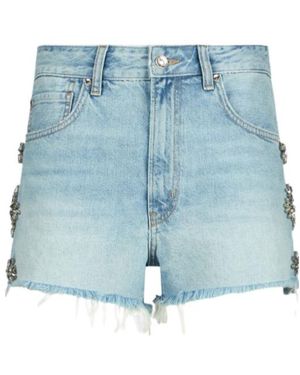 Liu Jo Embellished Fringed Shorts - Blue