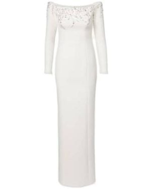 Safiyaa Bridal Gioia Embellished Crêpe Gown - White