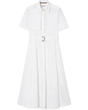 Burberry Belted Poplin Shirt Dress - White