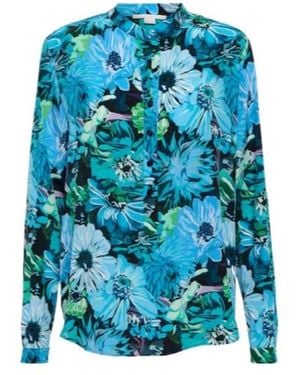 Stella McCartney Floral Silk Crêpe De Chine Blouse - Blue