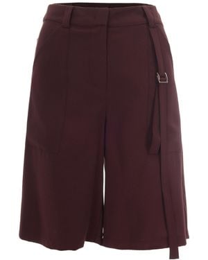 Patrizia Pepe Belted Patch-Pocket Shorts - Purple