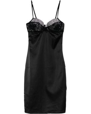 Oséree Oséree Embellished Satin Tube Dress - Black