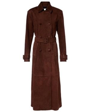Nour Hammour Tate Suede Trench Coat - Brown