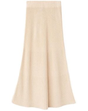 Loro Piana Ikeda Pleated Midi Skirt - Natural