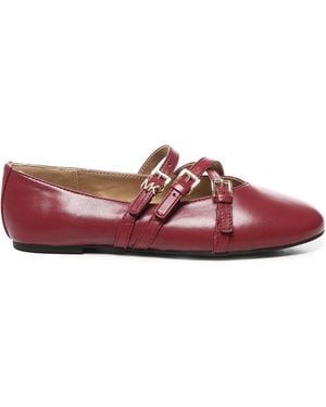 MICHAEL Michael Kors Buckled-Straps Ballet Flats - Red