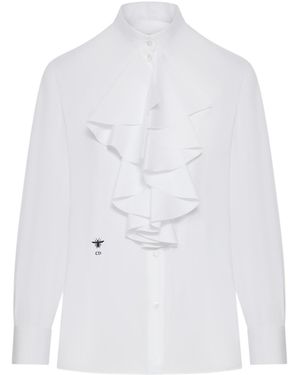 Dior Blouse With Ruffled Neckline - White