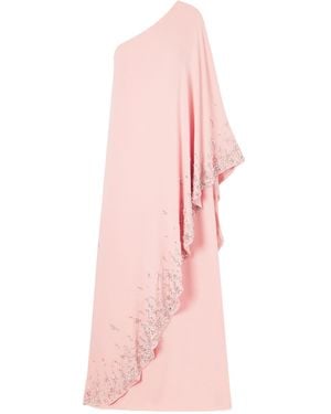 Oscar de la Renta One-Shoulder Crystal-Embellished Silk-Blend Crepe Gown - Pink