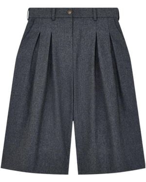 Emporio Armani Wool Flannel Pleated Bermuda Shorts Signature Capsule - Grey