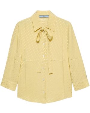 Prada Polka-Dot Satin Shirt - Yellow