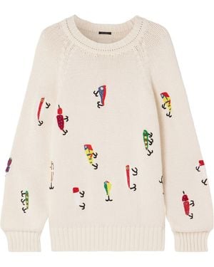Mother Embroidered Cotton Sweater - Natural