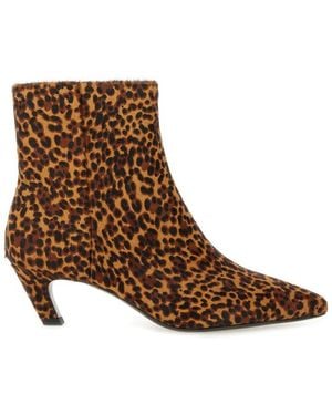 Ash Leopard Print Ankle Boots With Kitten Heel - Brown