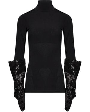 DARKPARK Ruffle-Sleeve T-Shirt - Black