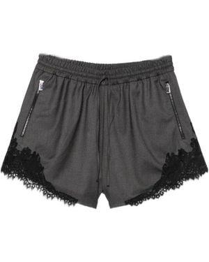 Pinko Lace-Trim Drawstring Short - Gray