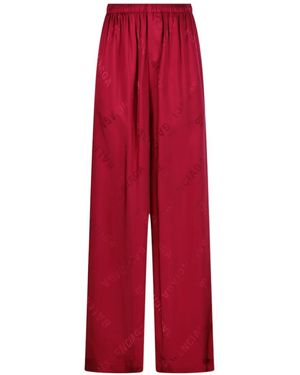 Balenciaga Logo Printed Pajama Pants - Red