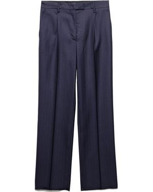 Prada Wool Pinstripe Pants - Blue