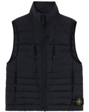 Stone Island Down Vest With Anti-Drop Finish - Black