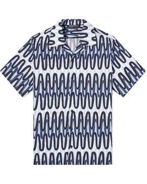 Neil Barrett Abstract-Print Short-Sleeve Shirt - Blue