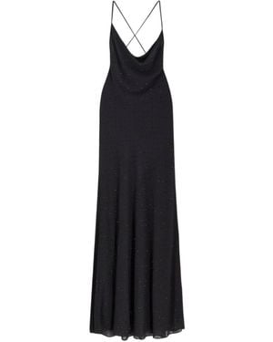Pinko Drapped Embellished Cowl-Neck Dress - Black