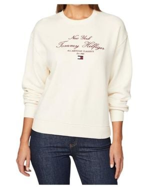 Tommy Hilfiger Modern Regular Script Crew Neck Sweatshirt - White