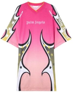 Palm Angels Racing Graphic T-Shirt Mini Dress - Pink