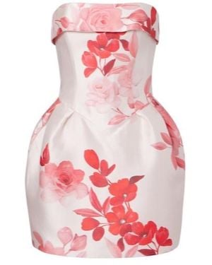 Monique Lhuillier Floral Bustier Dress - Pink