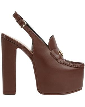 Gucci Horsebit Platform Loafer Slingback - Brown