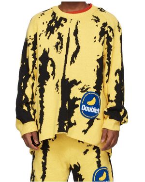 Doublet Long-Sleeved Crew Neck Knit Sweater - Metallic
