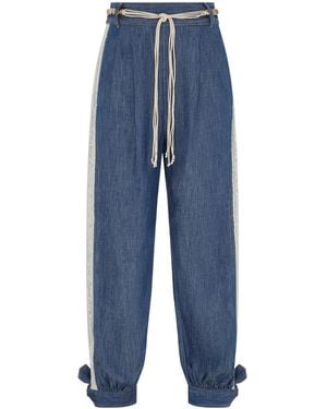 Zimmermann Lace-Embellishment Drawstring-Fastening Pants - Blue
