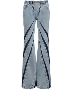 Dion Lee Flared Zip Low Rise Denim Jeans - Blue