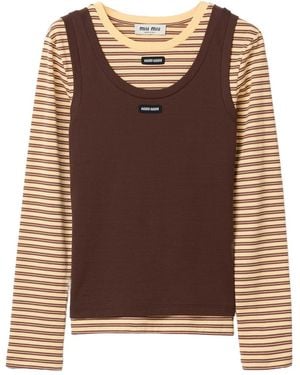 Miu Miu Jersey Tank Top And T-Shirt - Brown