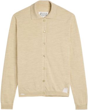 Maison Margiela Stitch-Detail Wool-Blend Cardigan - Natural