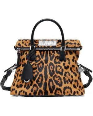 Maison Margiela 5Ac Leopard Printed Mini Crossbody Bag - Brown