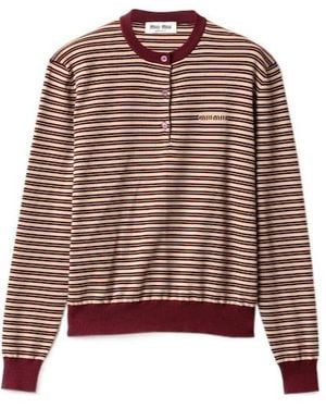 Miu Miu Striped Wool Jumper - Brown