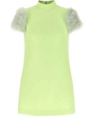 Valentino Crepe Couture Mock Neck Mini Dress - Green