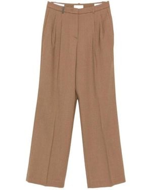 Peserico Pleated Straight-Leg Pants - Brown