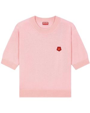 KENZO Boke Flower Embroidered Knitted Cropped Top - Pink