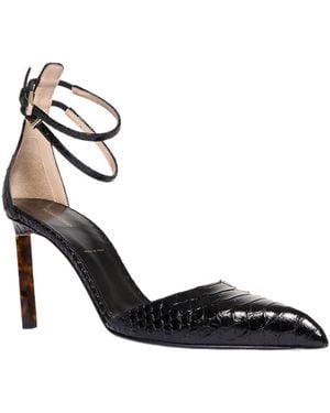 Tom Ford Snakeskin-Effect Ankle-Strap Low-Cut Shoes - Black