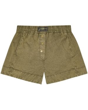 Ganni Washed Cotton Shorts - Green