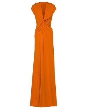 Alberta Ferretti Draped Sleeveless Dress - Orange
