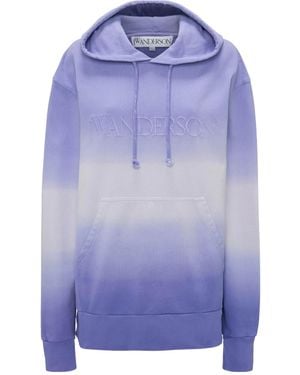 JW Anderson Jw Anderson Logo Embroidered Drawstring Hoodie - Purple