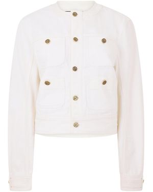 Balmain Solid-Color Denim Jacket - White