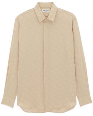 Saint Laurent Dotted Long-Sleeved Shirt - Natural