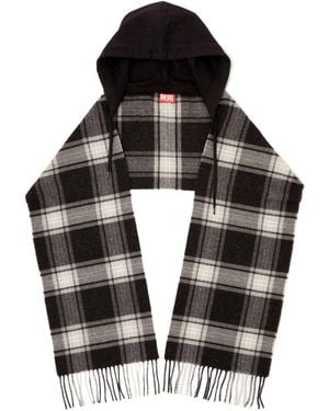 DIESEL Tartan Fringed Scarf - Black