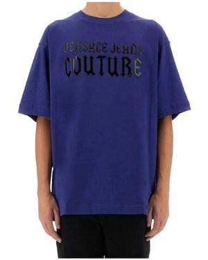 Versace Jeans Couture Couture Logo-Patch Crewneck T-Shirt - Blue